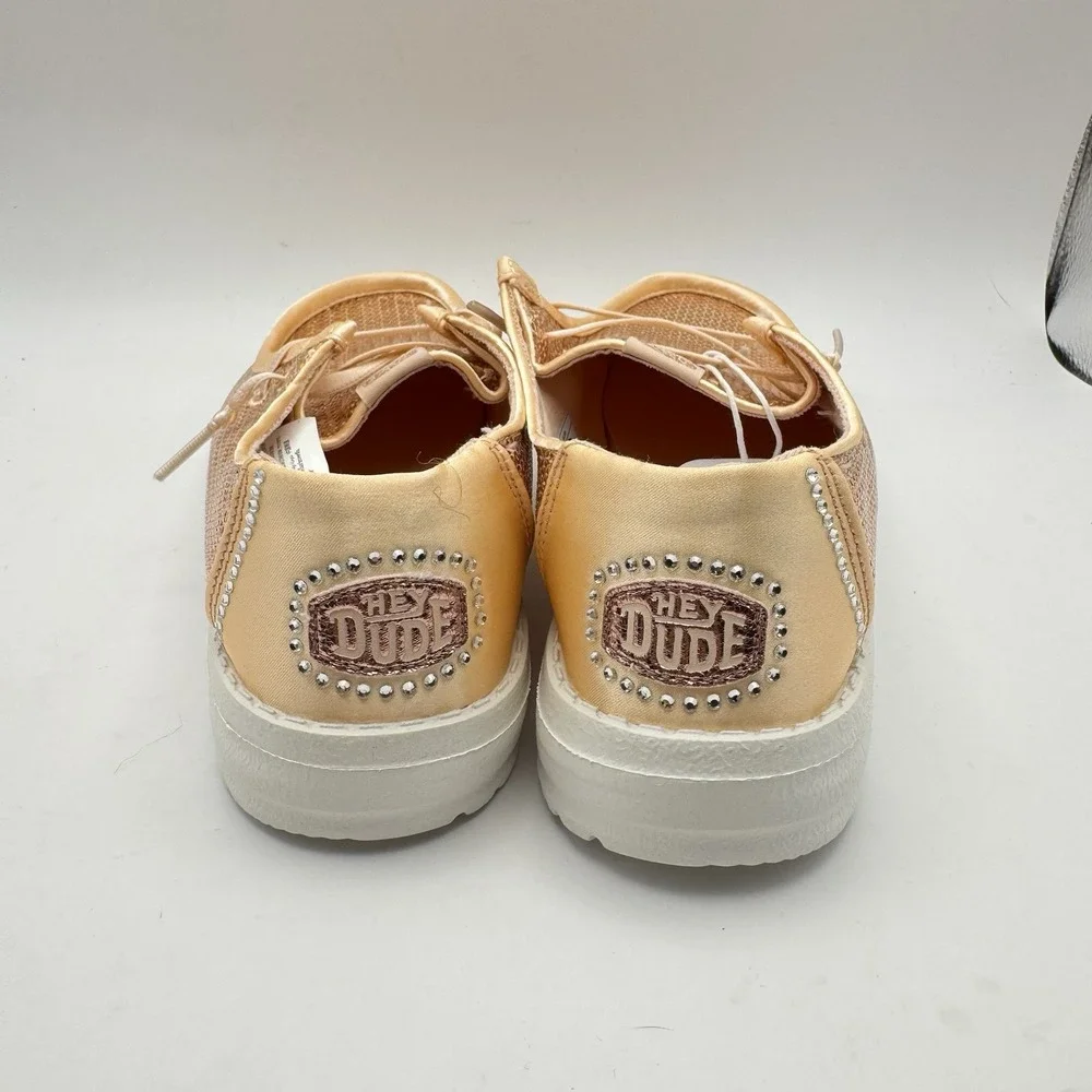 Hey Dude Wendy Youth Disco Sequin Blush Size J4 New Kids